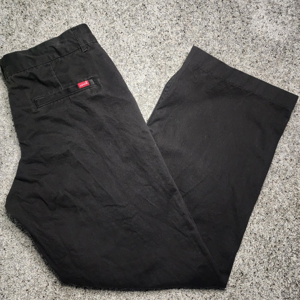 Levi's Baggy Y2K Trousers Womens 29 Black Wide Leg Chino WaterLess Excellent